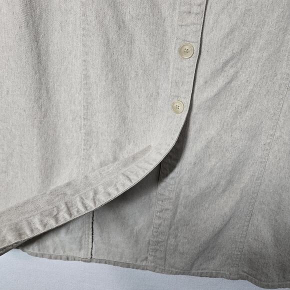 VTG Jones New York Country Linen Blend Maxi Skirt Sz 10 Beige Button Front Denim - Picture 4 of 12